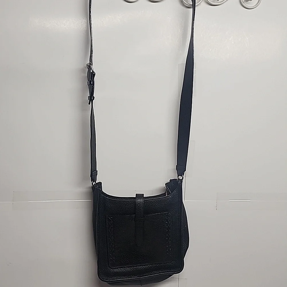 Rebecca Minkoff Textured Black Leather Unisex Crossbody Messenger SaddleBag - Picture 7 of 11